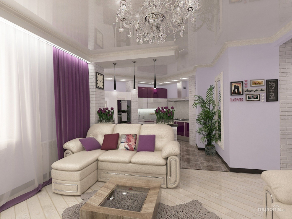 Зал в фиолетовом цвете