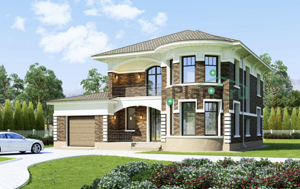 Двухэтажный дом с гаражом проект 100кв.м