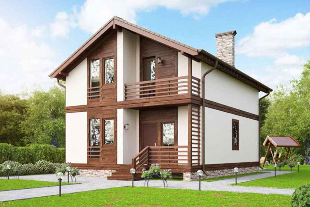 Двухэтажный дом с террасой