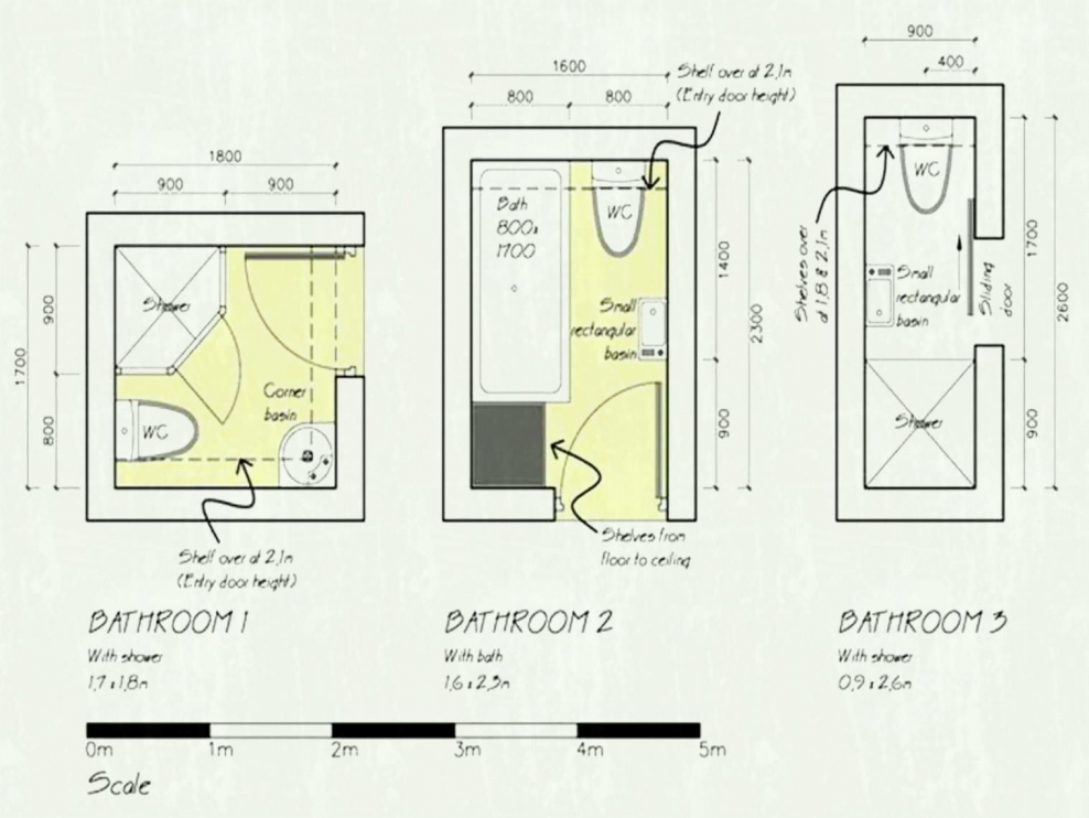 Узкий санузел с душем