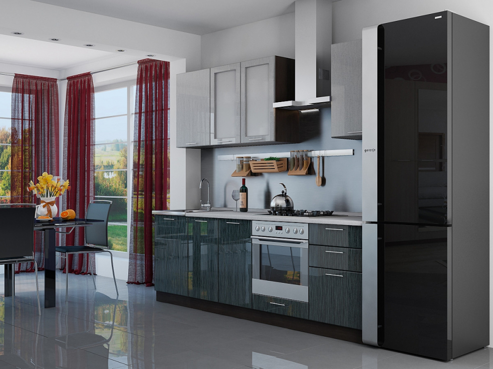 Кухня "Валерия-м страйп" черная