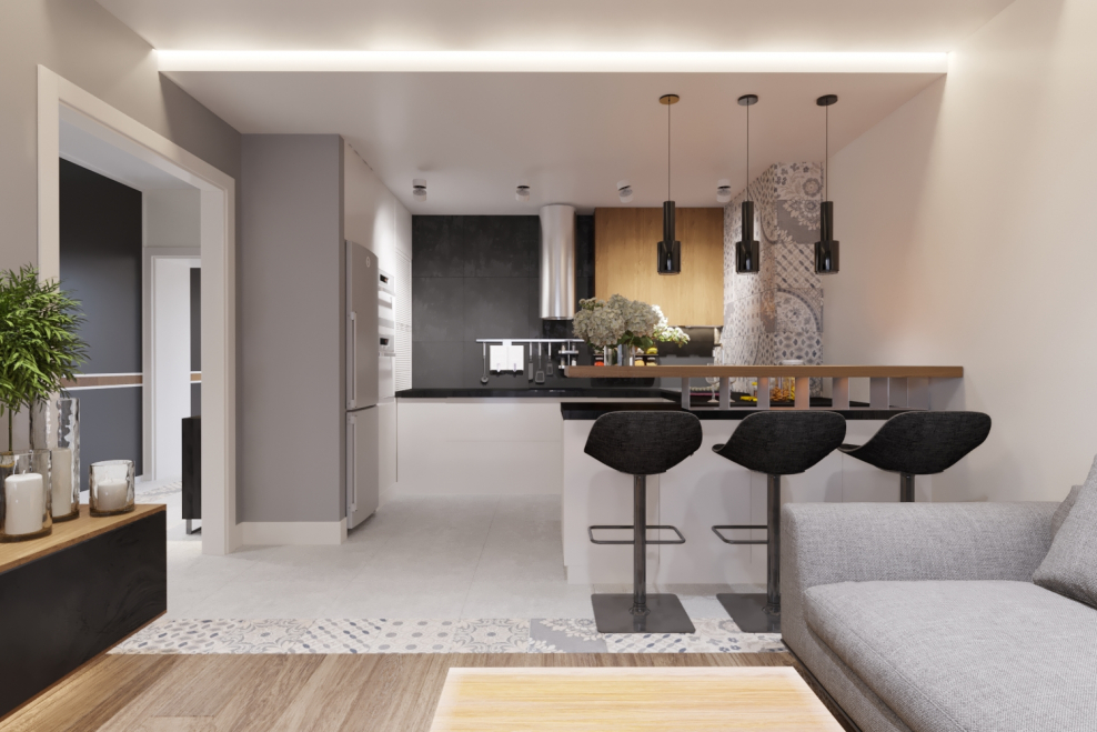 Кухня 12 кв..м в стиле Контемпорари