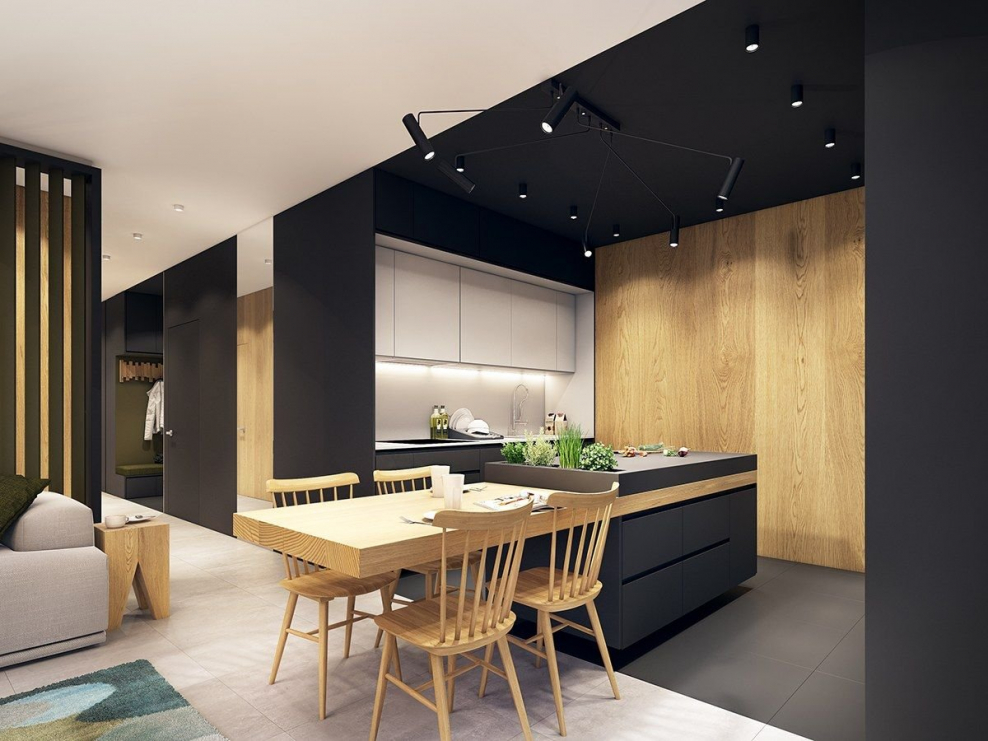 Квартира студия в стиле Контемпорари