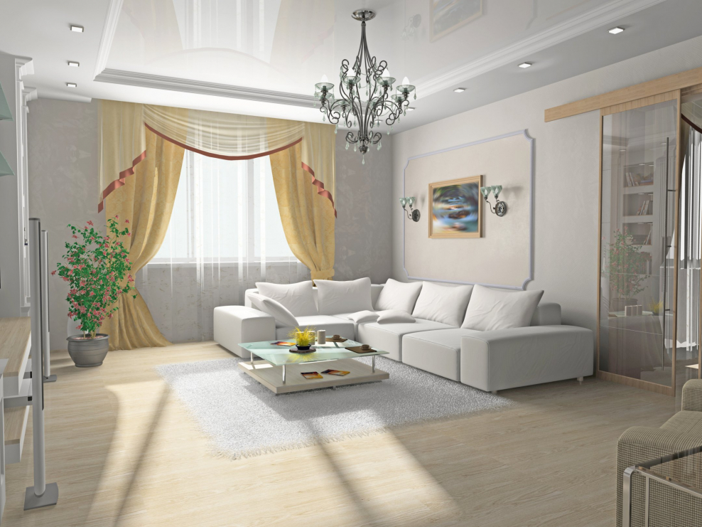 Натяжной потолок в зал