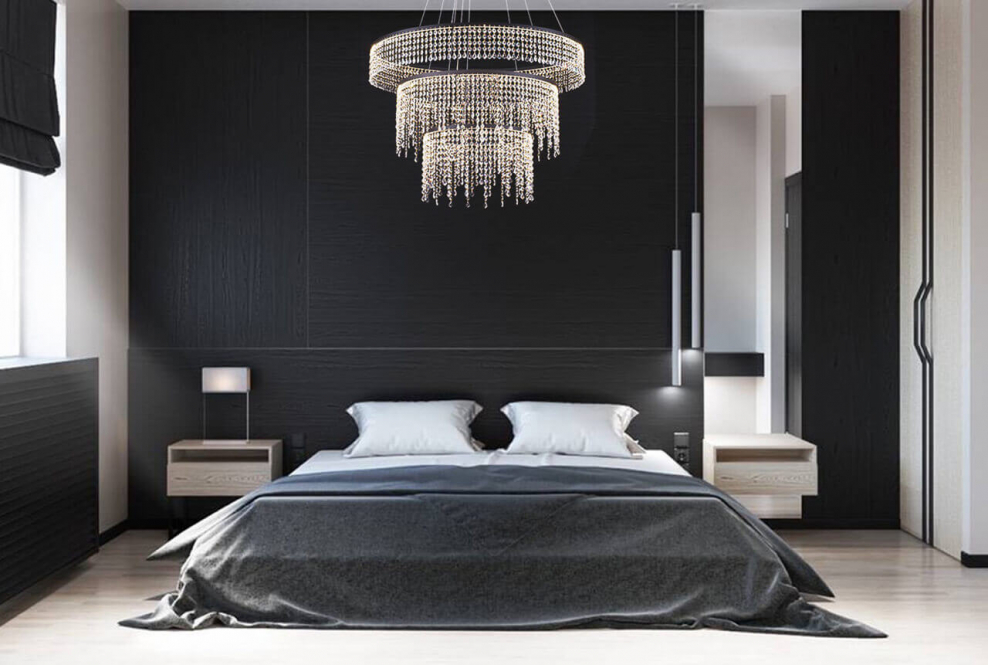 Черно белая спальня