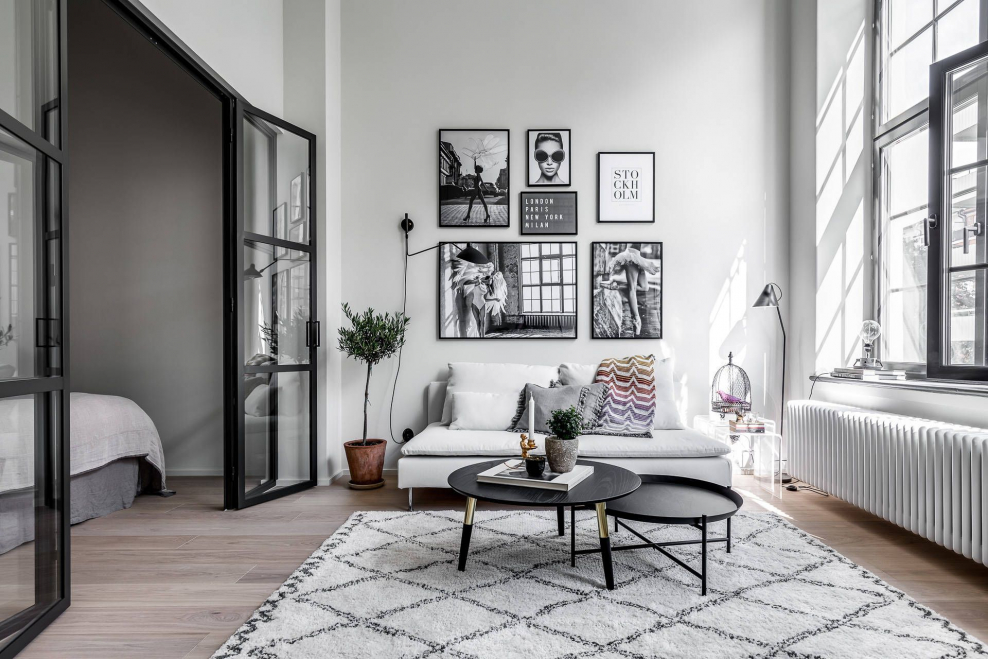 Лофт перегородки в скандинавском интерьере