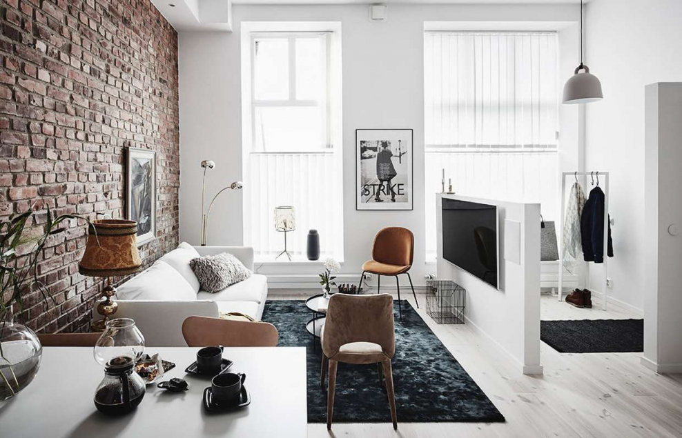 Белый кирпич в интерьере