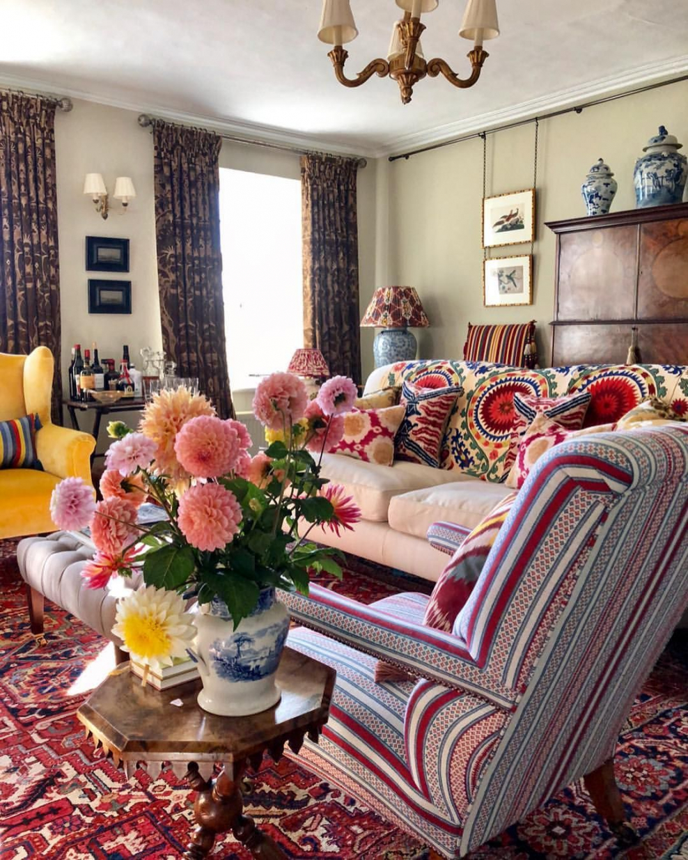 Цветы в английском стиле в интерьере