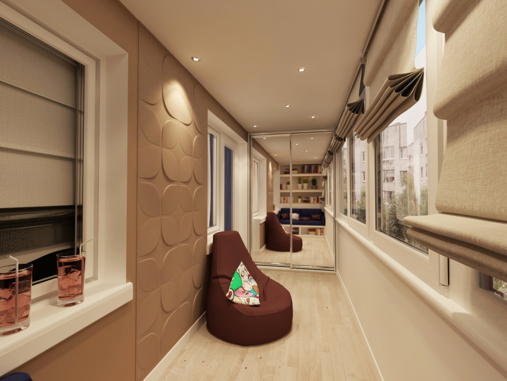 Интерьер лоджии 10 метров