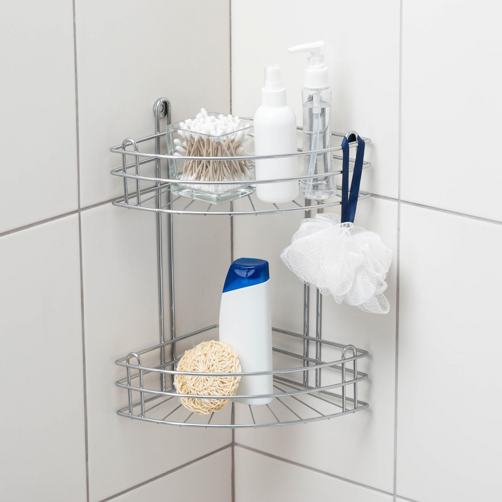 Угловая полка сетчатая в ванную