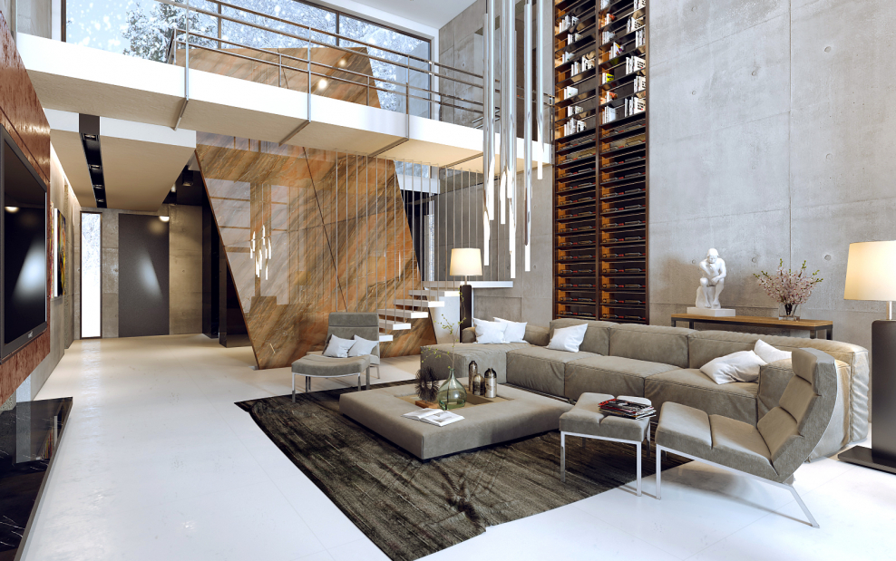 Концептуальный загородный в интерьере