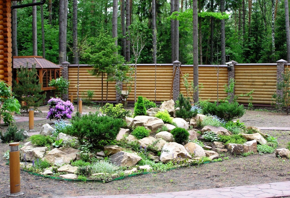 Альпийская горка с ельником