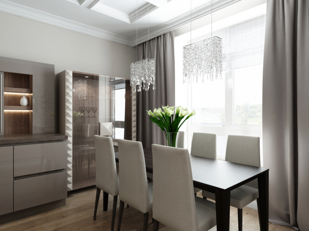 Черно белая кухня гостиная