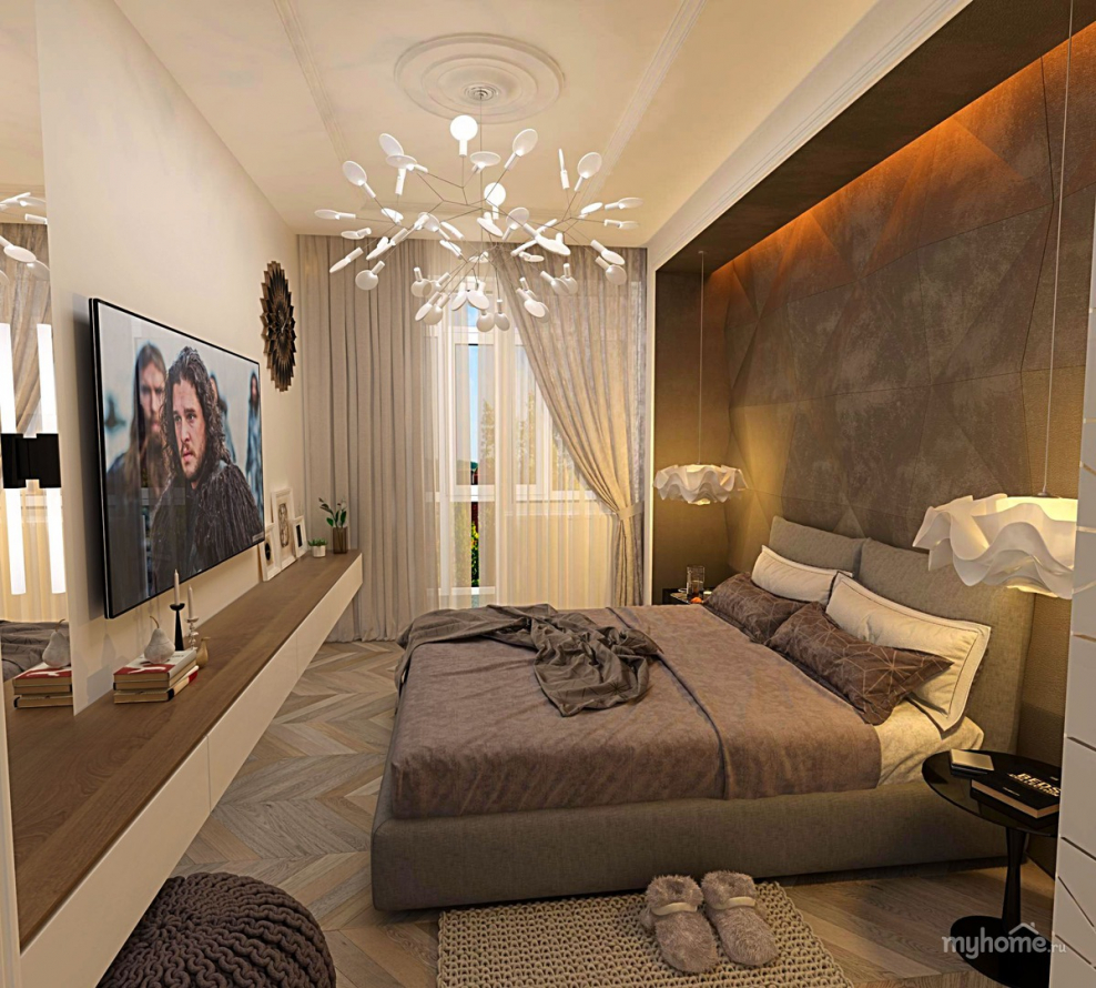 Гостиная в современном стиле в трехкомнатной