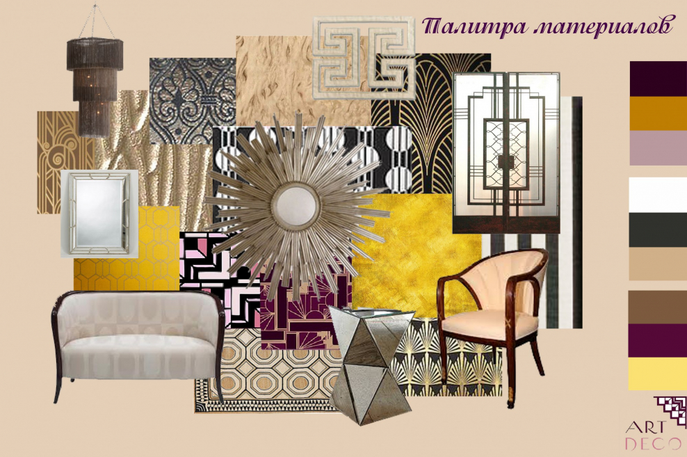 Мудборд интерьера Art deco