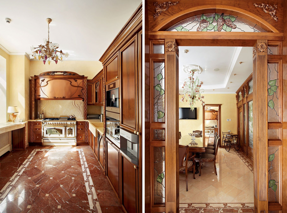 Кухня столовая с аркой в классическом стиле