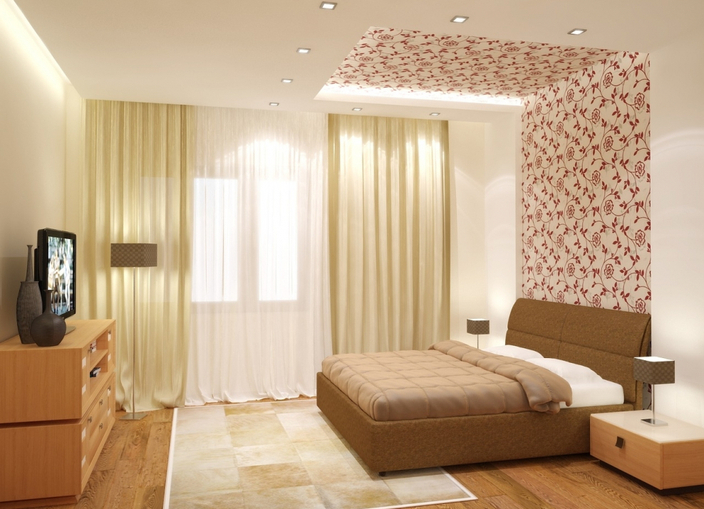 Обои в спальню комбинированные