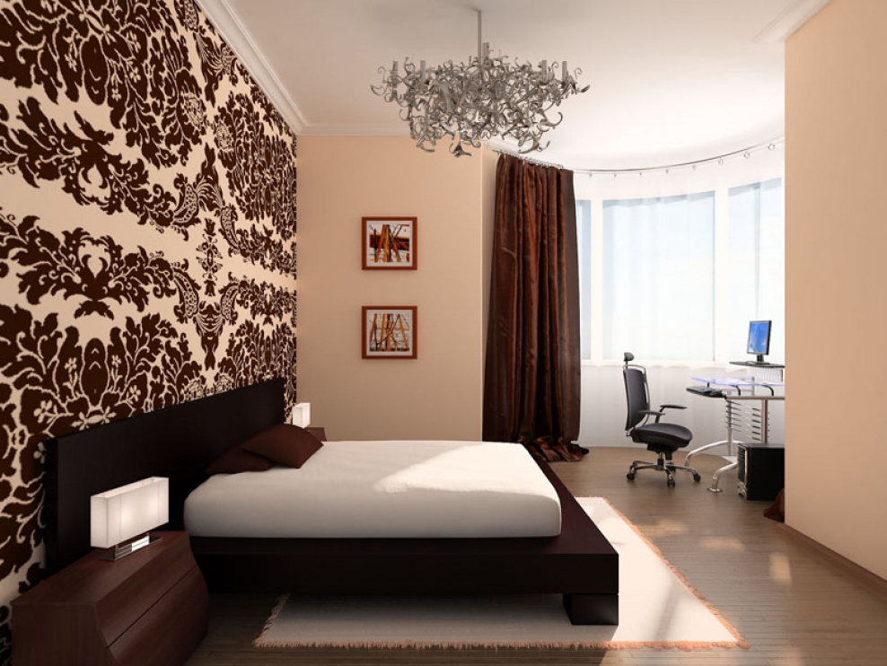 Обои в спальню комбинированные