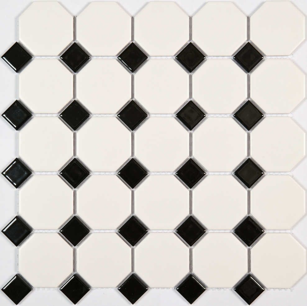 Мозаика Octagon small White/Black Matt (idla2575)