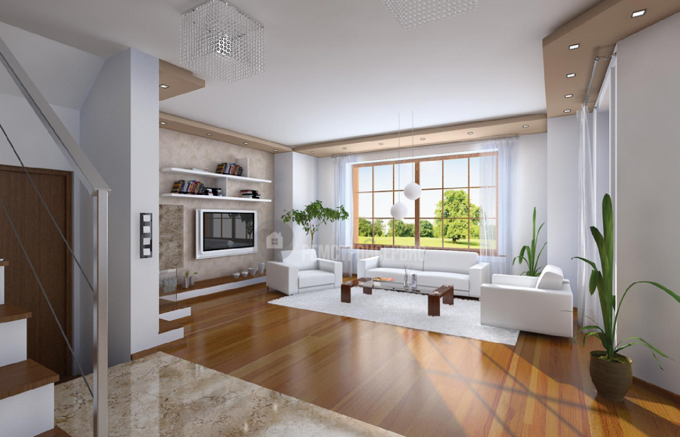 Интерьер одноэтажного коттеджа в 100 квадратных метров