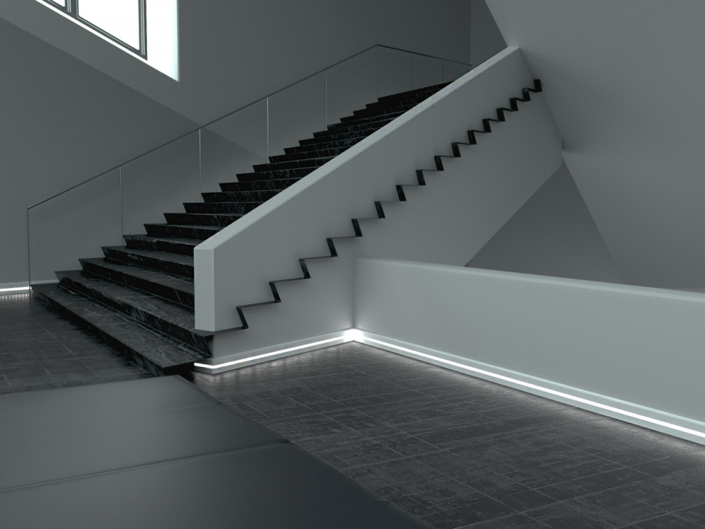 Напольный плинтус с подсветкой PN 080 led Евровуд