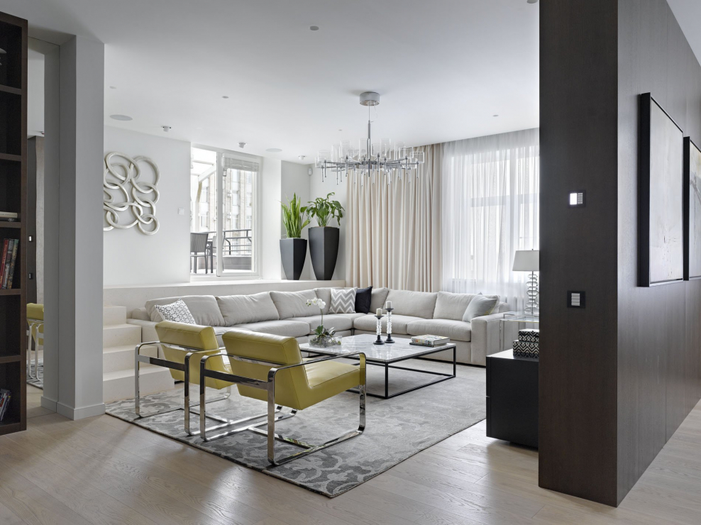 Контемпорари стиль в интерьере гостиной