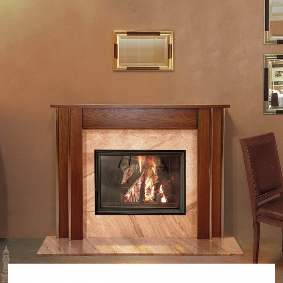 Камин отделанный деревом