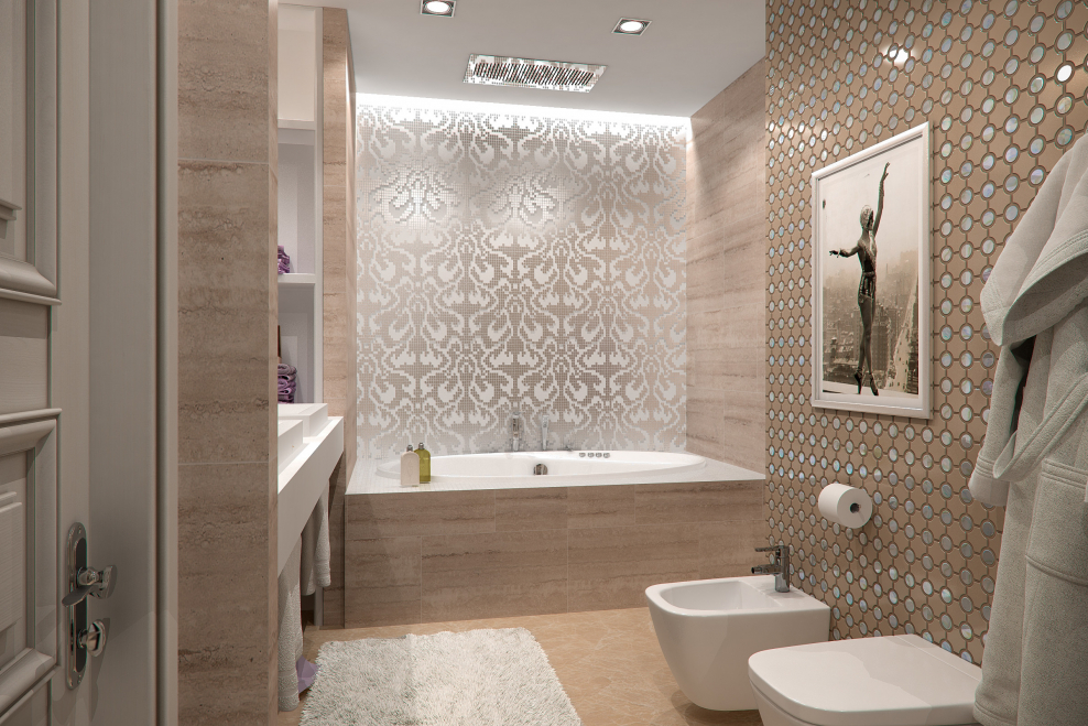 Ванна в неоклассическом стиле мозаикой