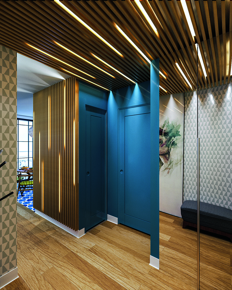 Вешалка из деревянных реек