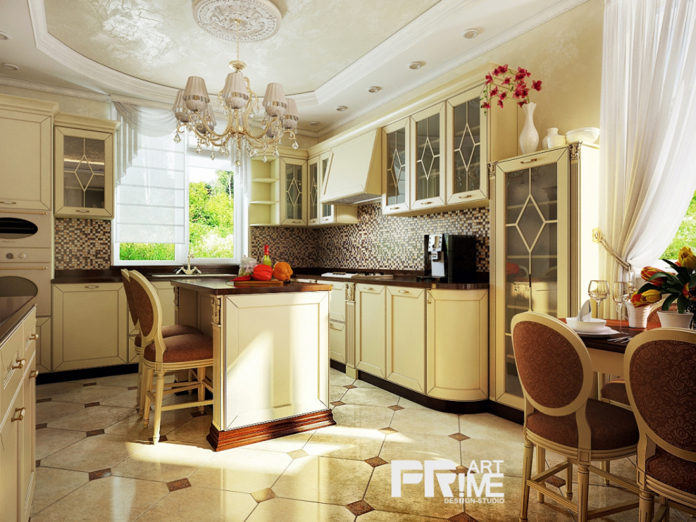 Кухня в классическом стиле в особняке