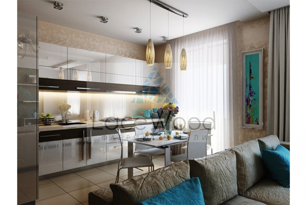 Кухня гостиная с прямой кухней