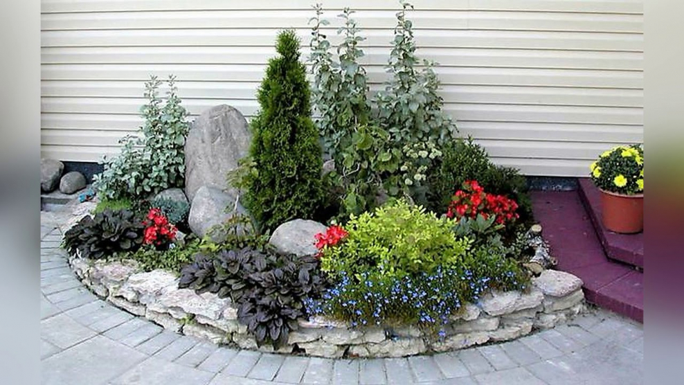 Альпийская горка с розами и хвойниками