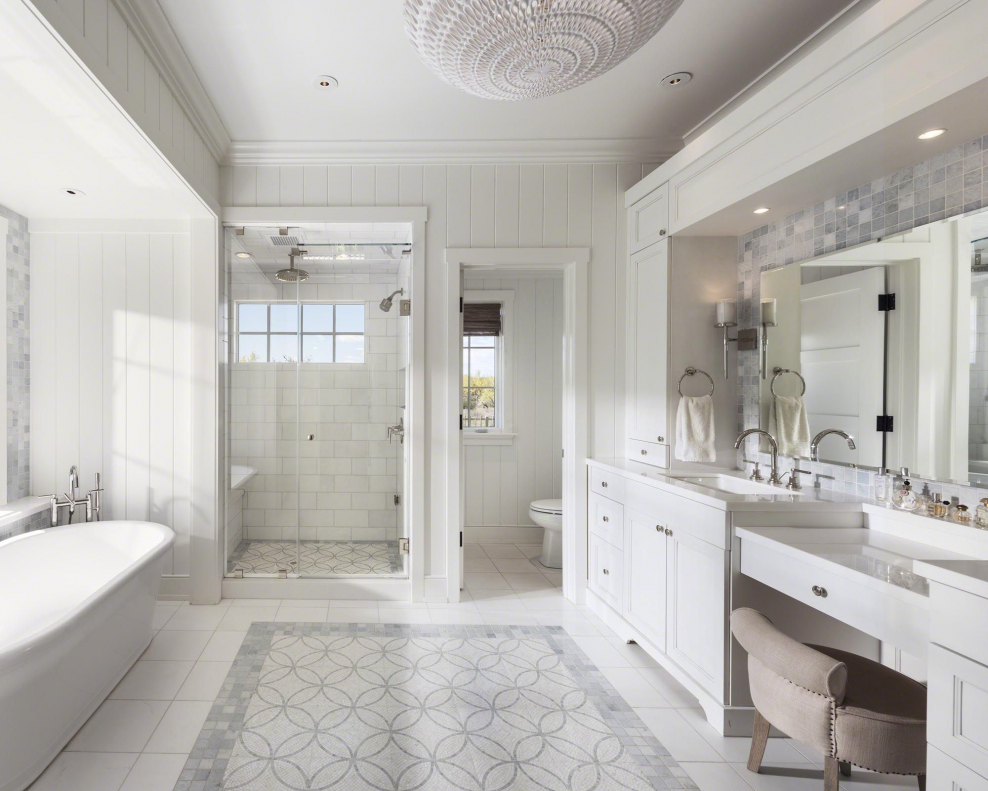 Ванная серый пол белые стены