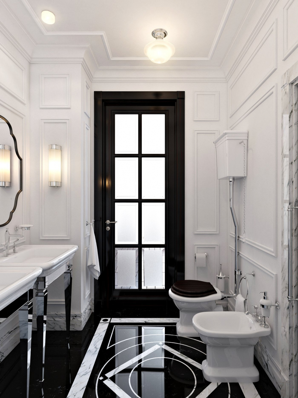 Бело Золотая ванная комната