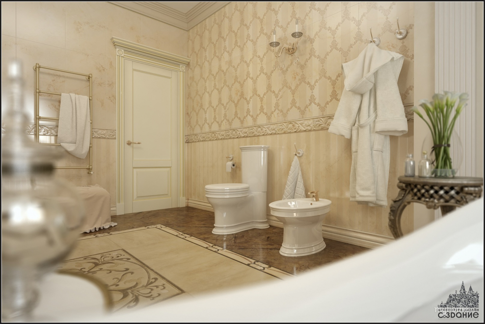 Белая плитка для ванной комнаты со стразами