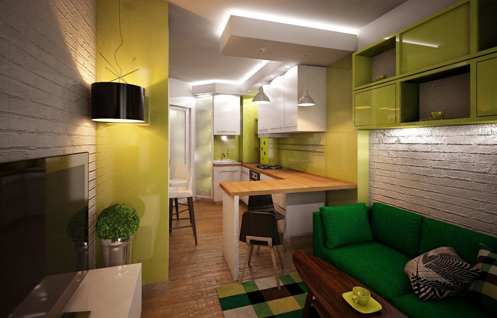 Кухня с гостинной 15кв м интерьер планировка