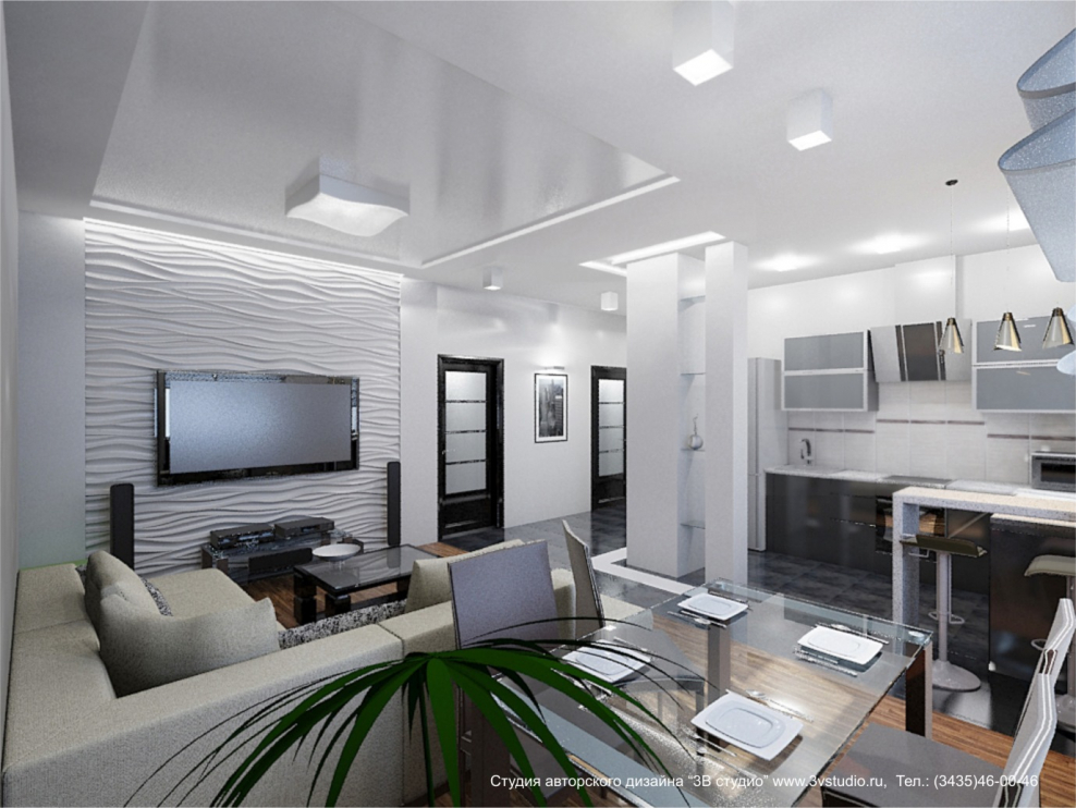 Квартира студия в стиле хайтек