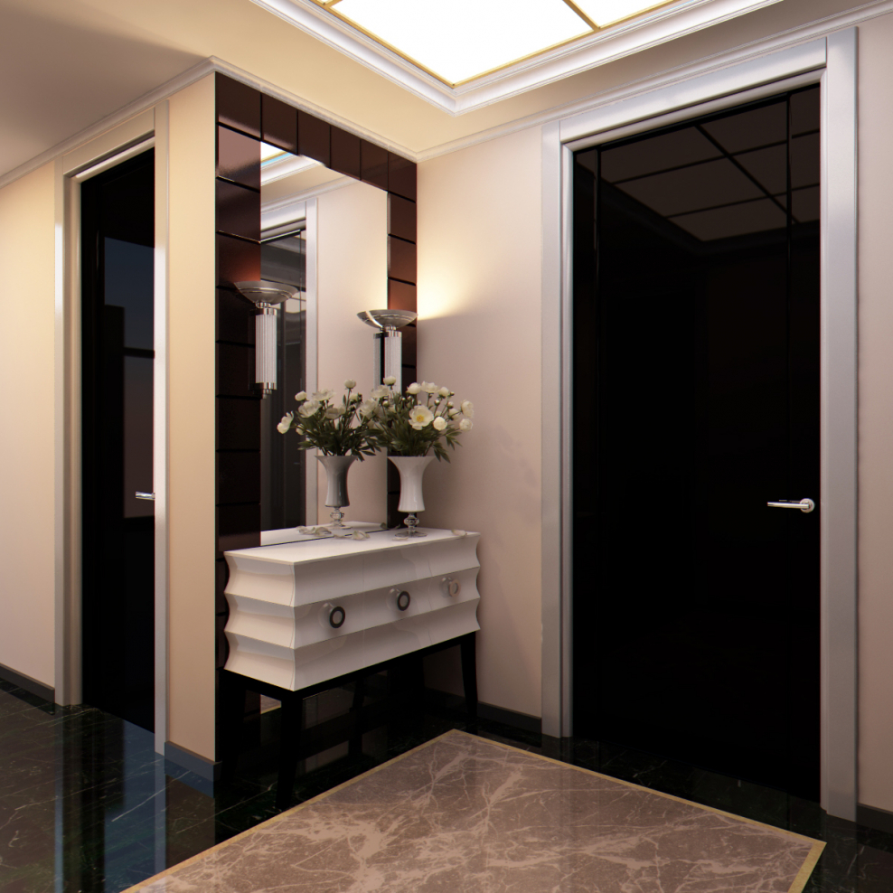 Прихожая с зеркалом в современном стиле