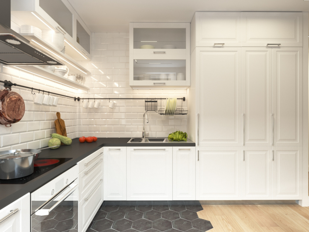 Кухня светлая Скандинавский стиль угловая