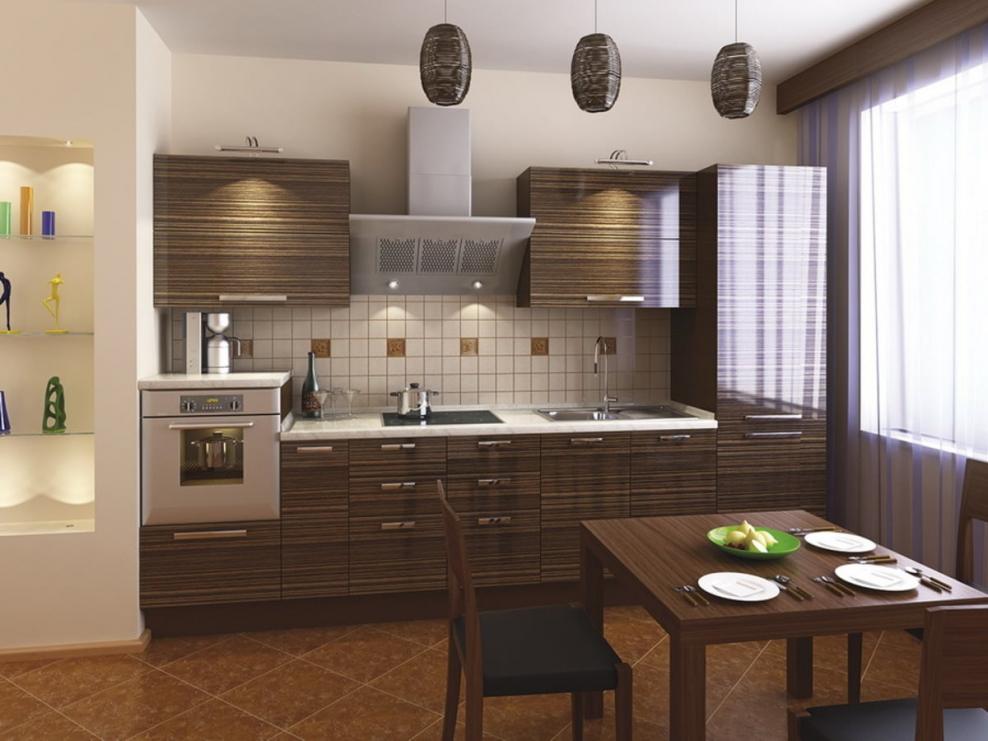 Кухня зебрано темная