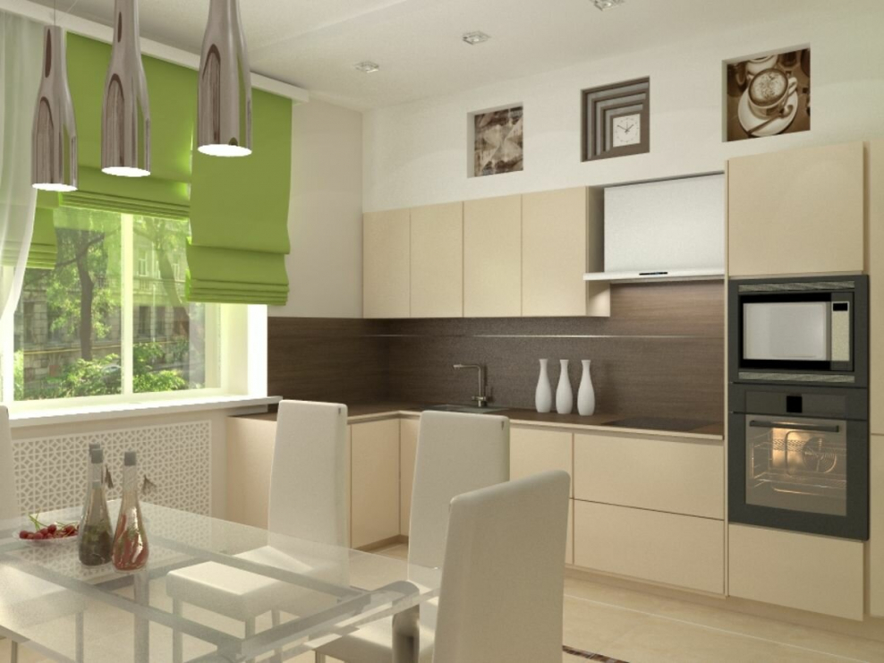 Кухня в современном стиле 10м бежевая