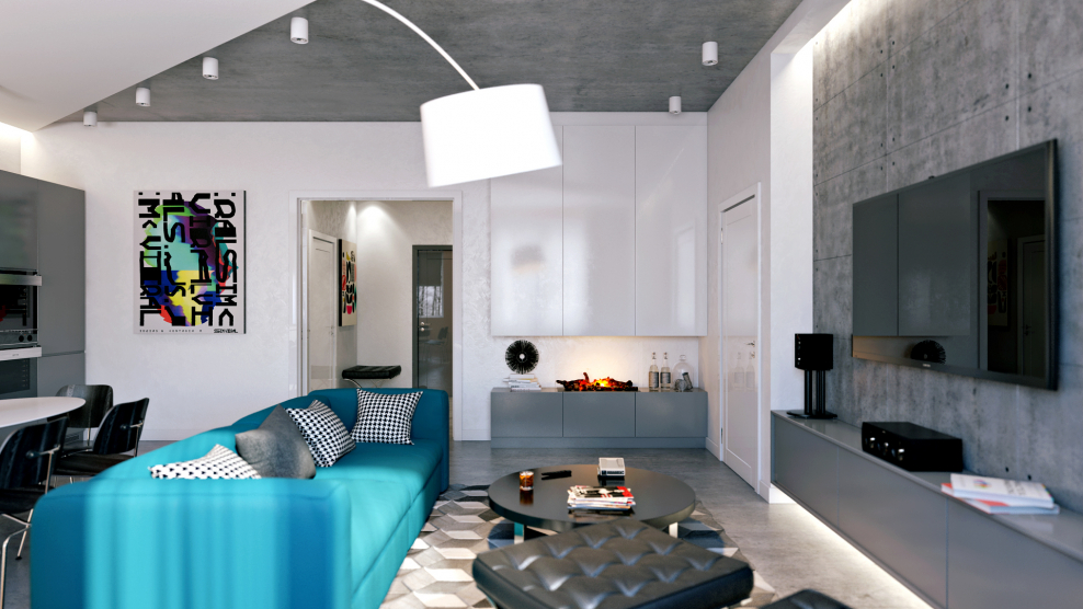 Светлый интерьер с яркими акцентами