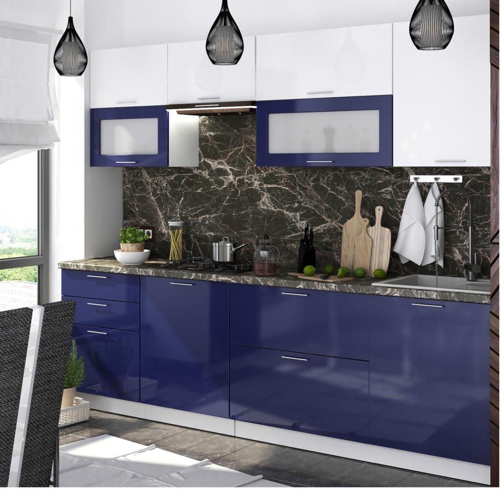Кухня Валерия Сурская мебель синий глянец