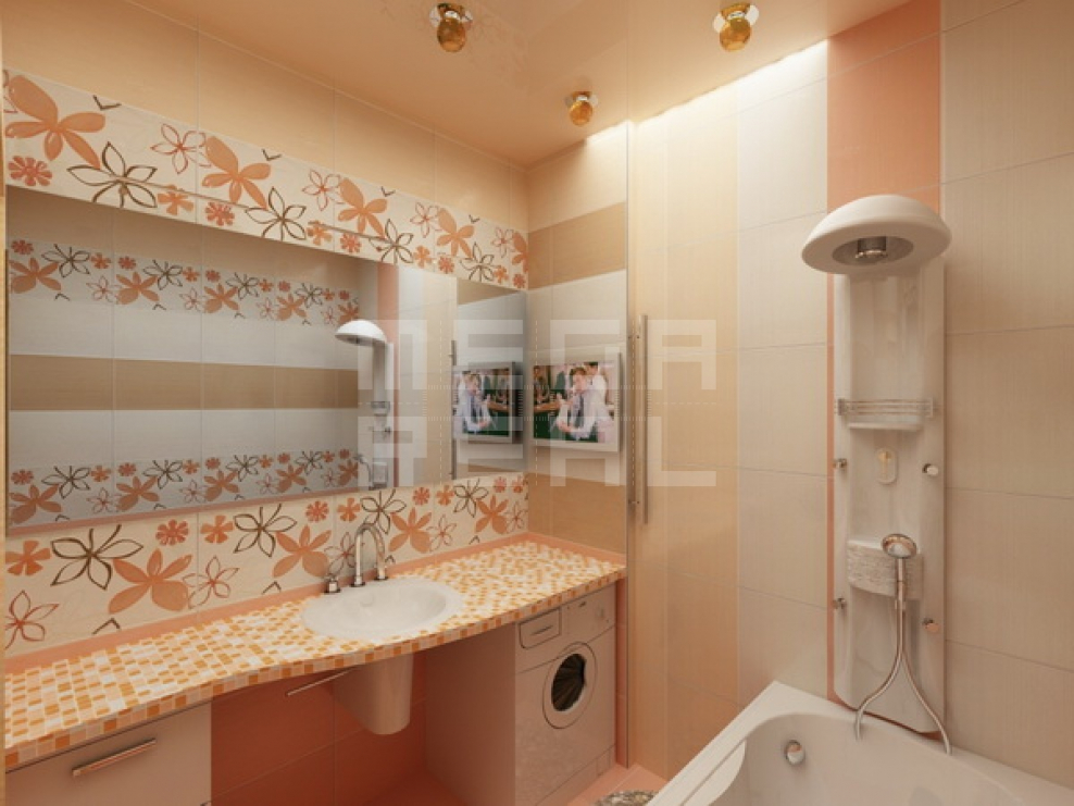 Персиковая ванная комната