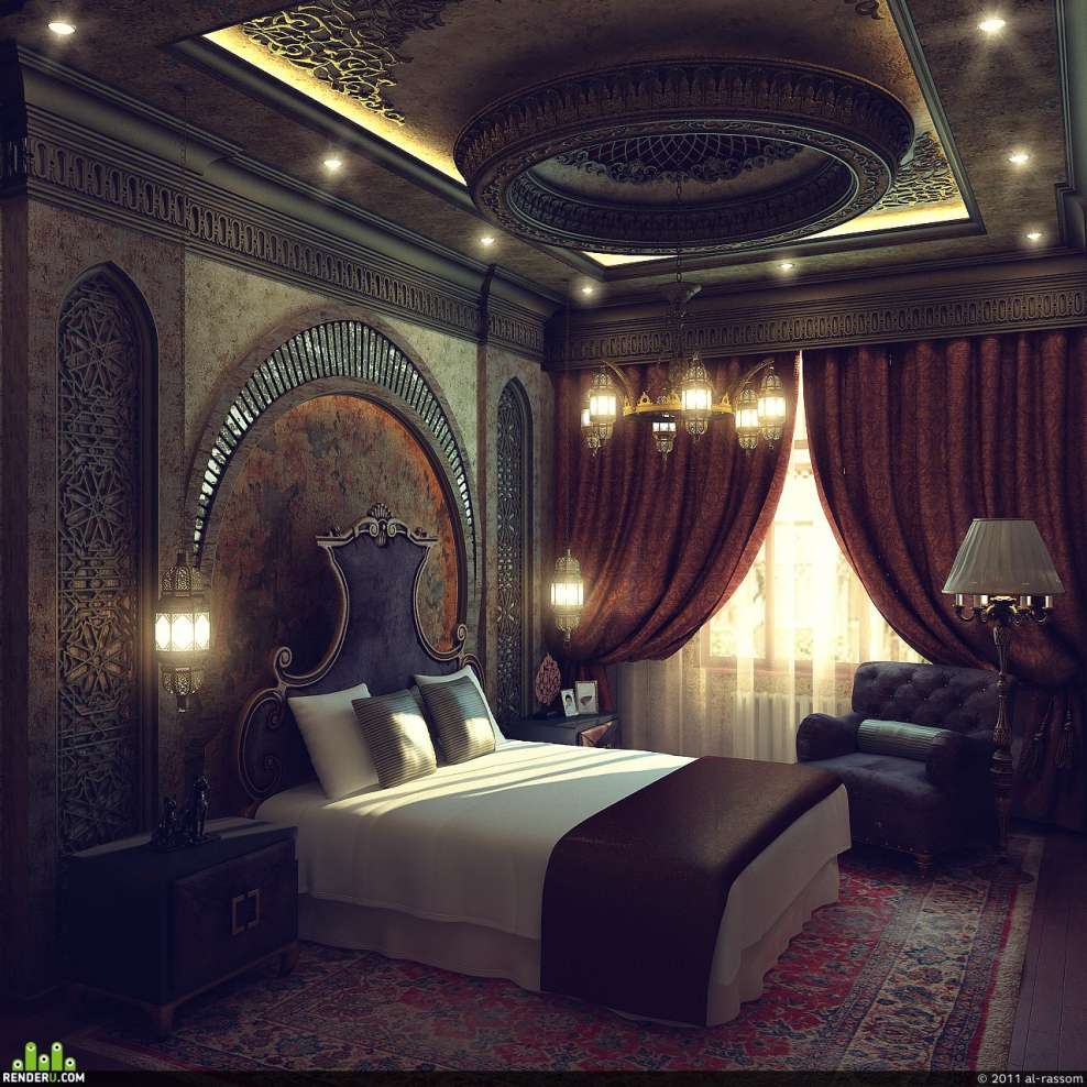 Арабский стиль в интерьере спальни