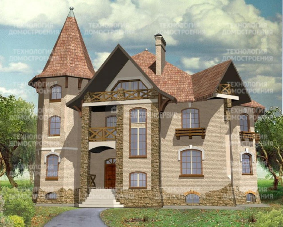 Дома из кирпича в замковом стиле