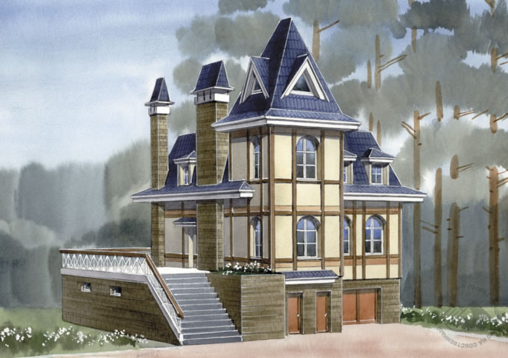 Проекты коттеджей с башенкой