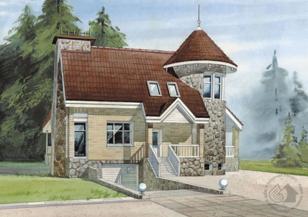 Коттедж с башней проект