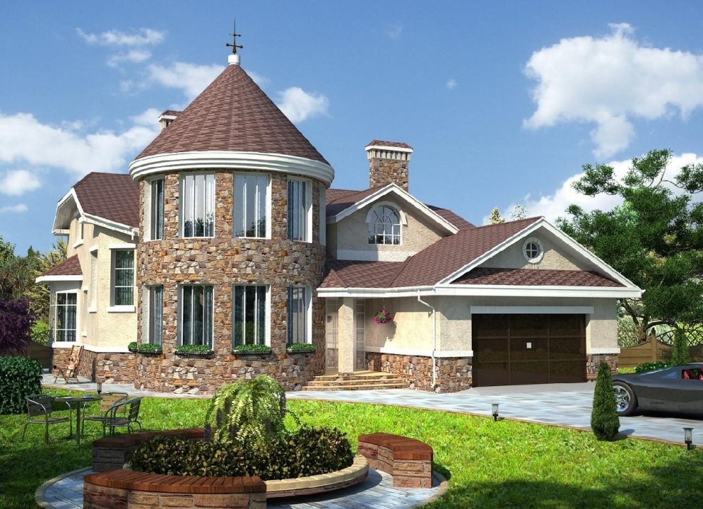 Проекты кирпичных домов с башнями