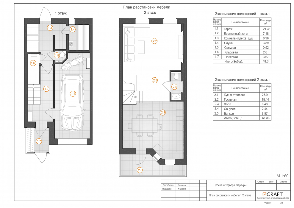 План расстановки мебели с экспликацией